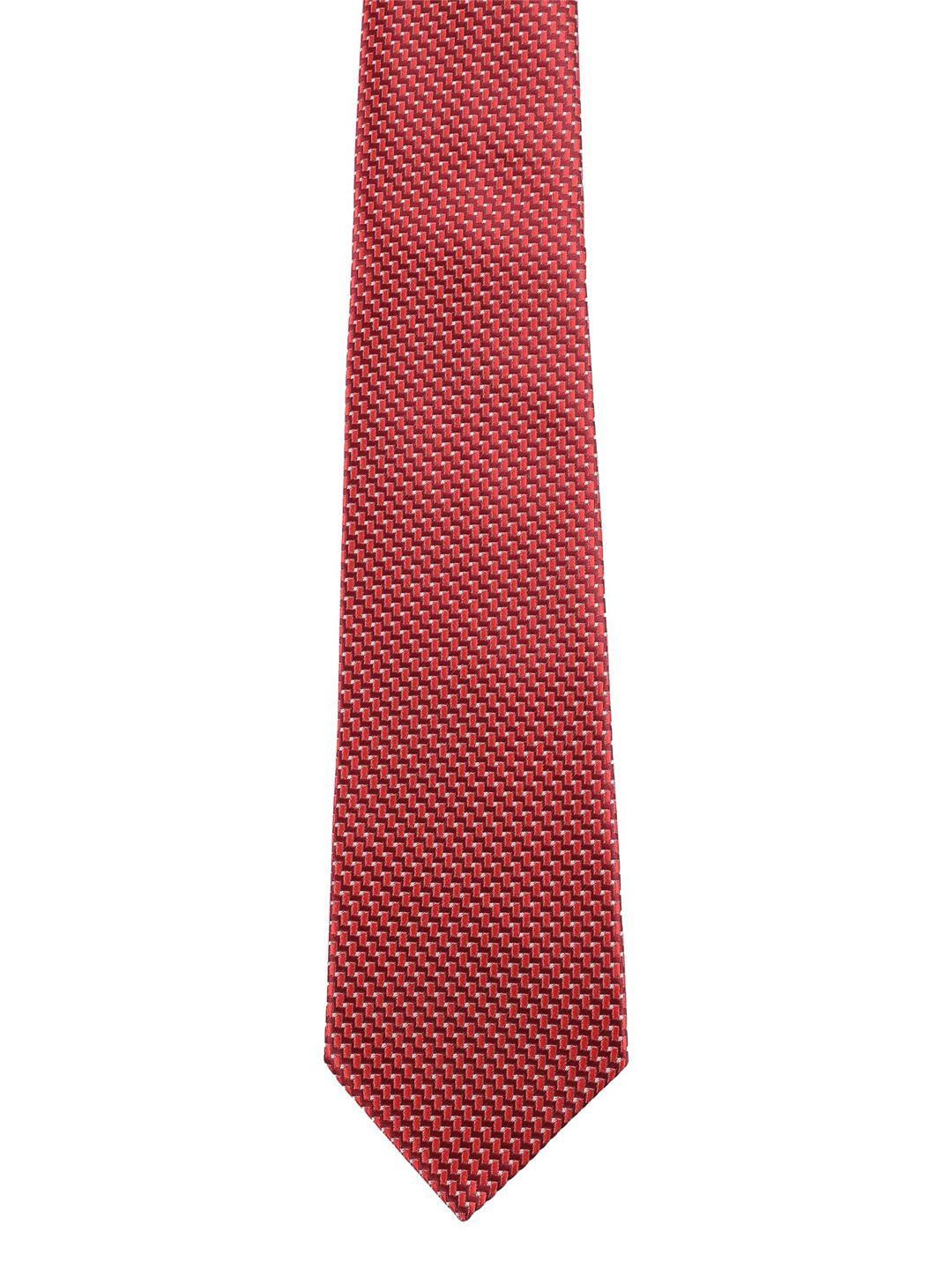 alvaro castagnino men red & white woven design skinny tie