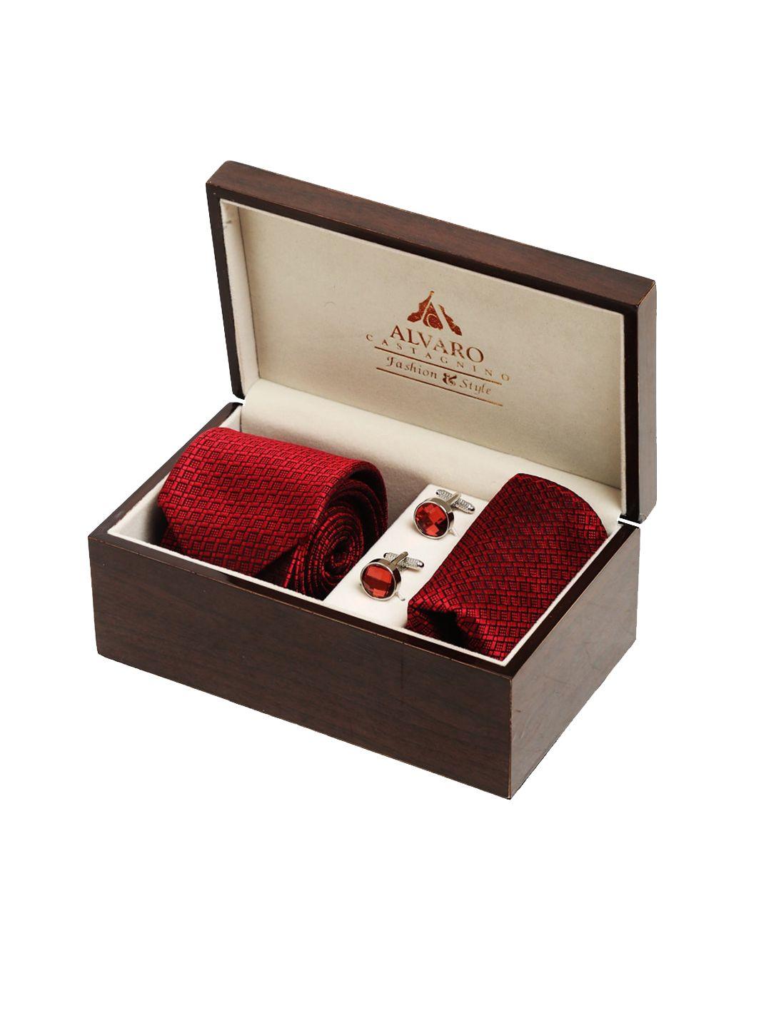 alvaro castagnino men red self-design accessory gift set