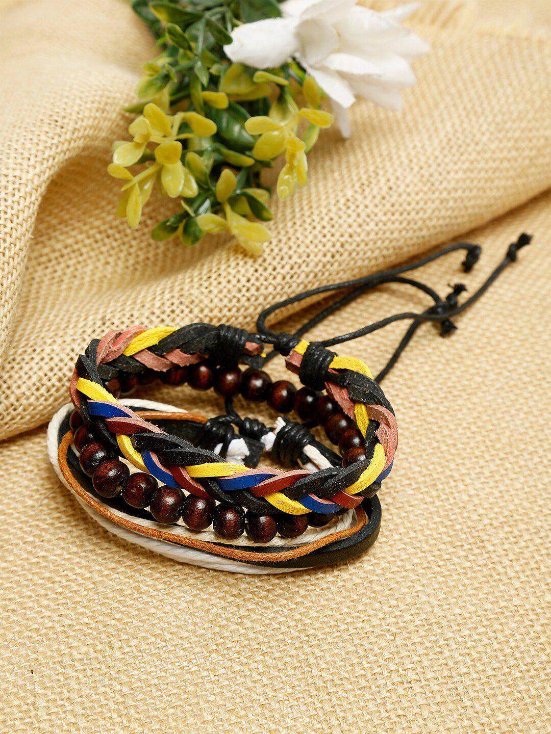 alvaro castagnino men set of 3 multicoloured pu elasticated bracelets