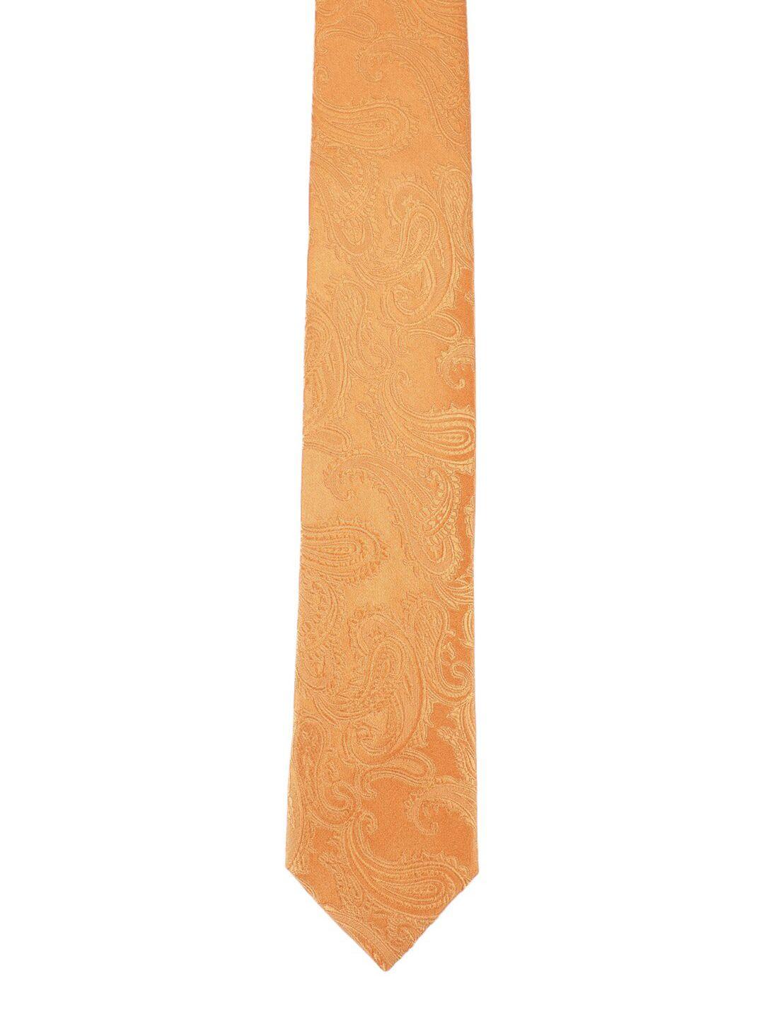 alvaro castagnino men silk orange printed skinny tie