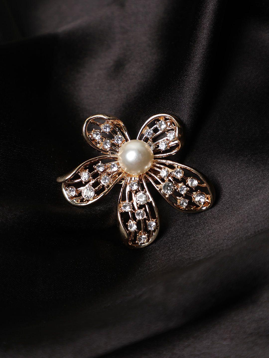 alvaro castagnino men stone studded floral shaped brooch