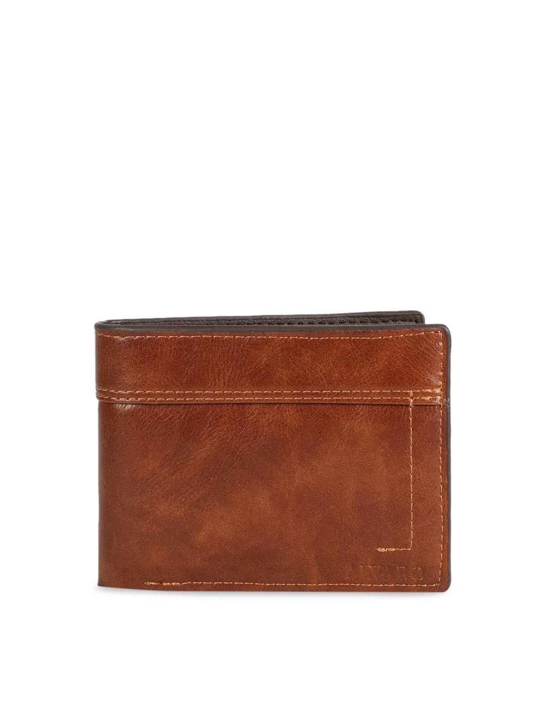 alvaro castagnino men tan brown solid two fold wallet