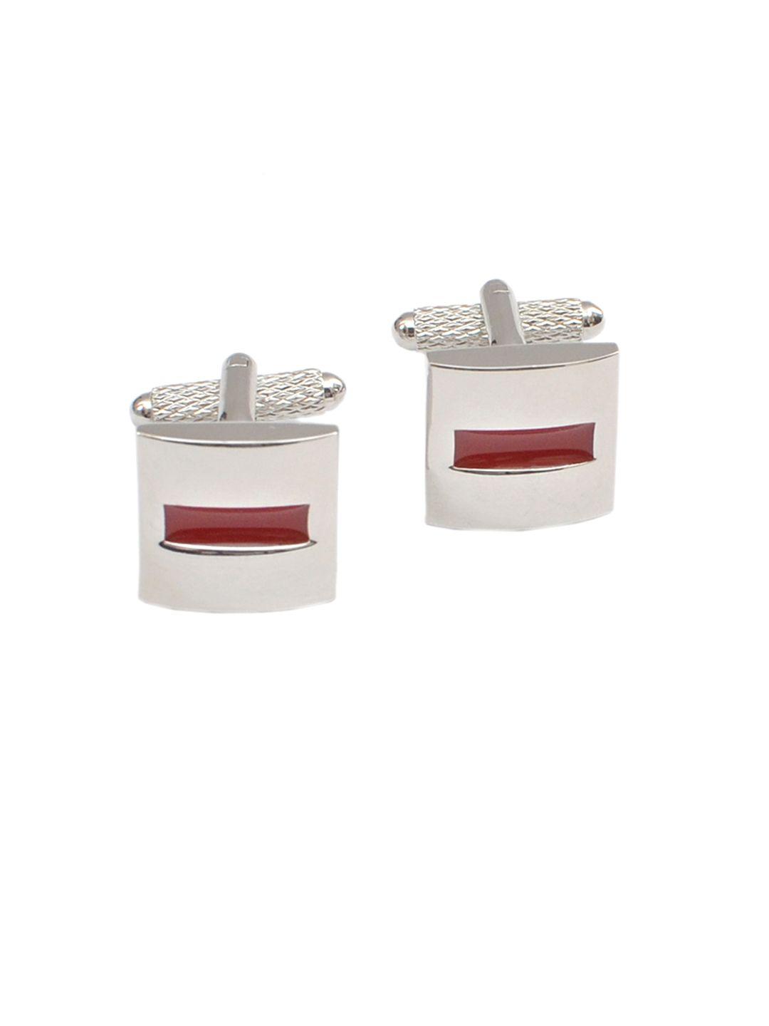 alvaro castagnino silver-toned & red cufflinks