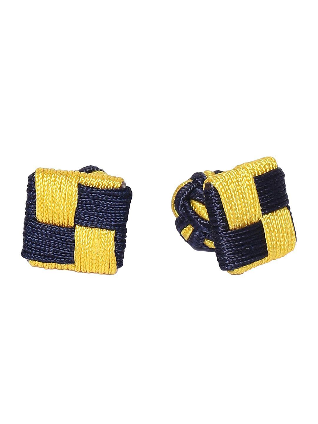 alvaro castagnino yellow & navy blue geometric cufflink