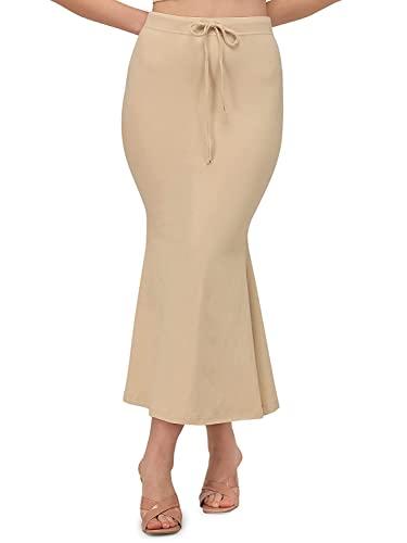 alyne lycra saree petticoat, women's blended shapewear (medium, beige)