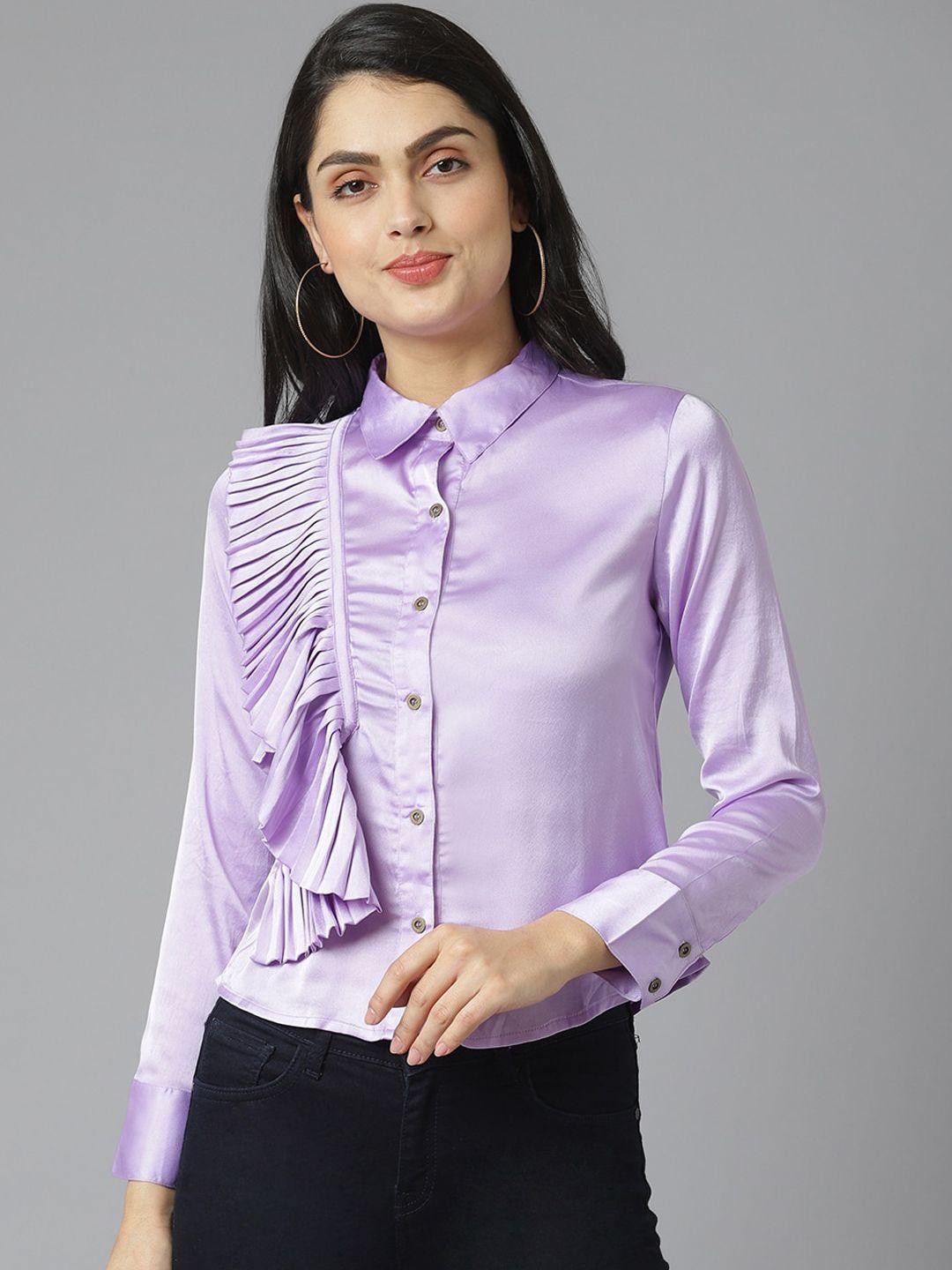 am ma women lavender opaque casual shirt