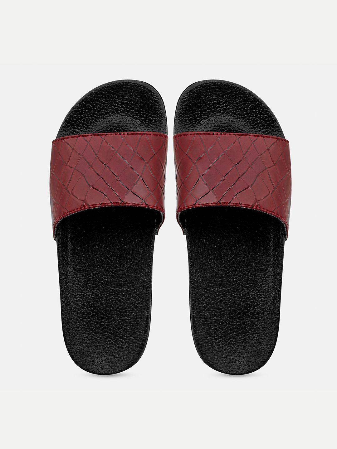 amaclass women burgundy & black sliders