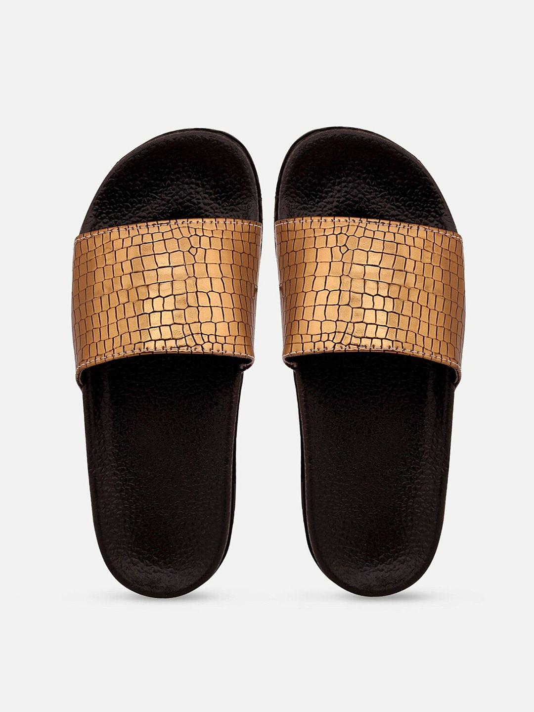 amaclass women copper-toned & black sliders