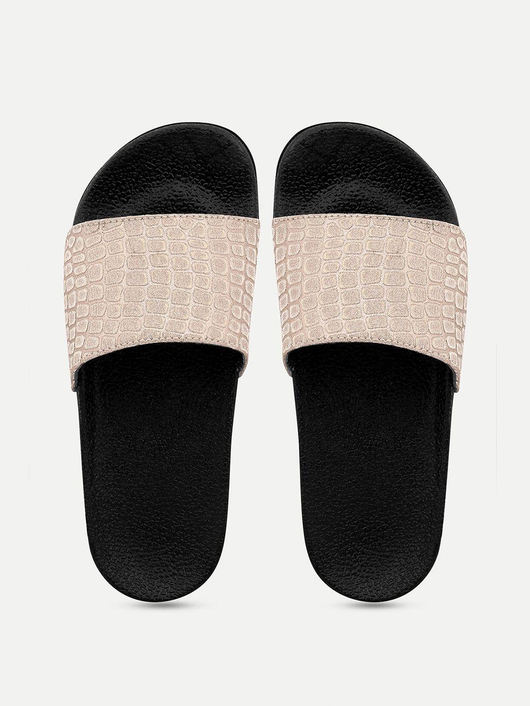 amaclass women pink & black embellished sliders