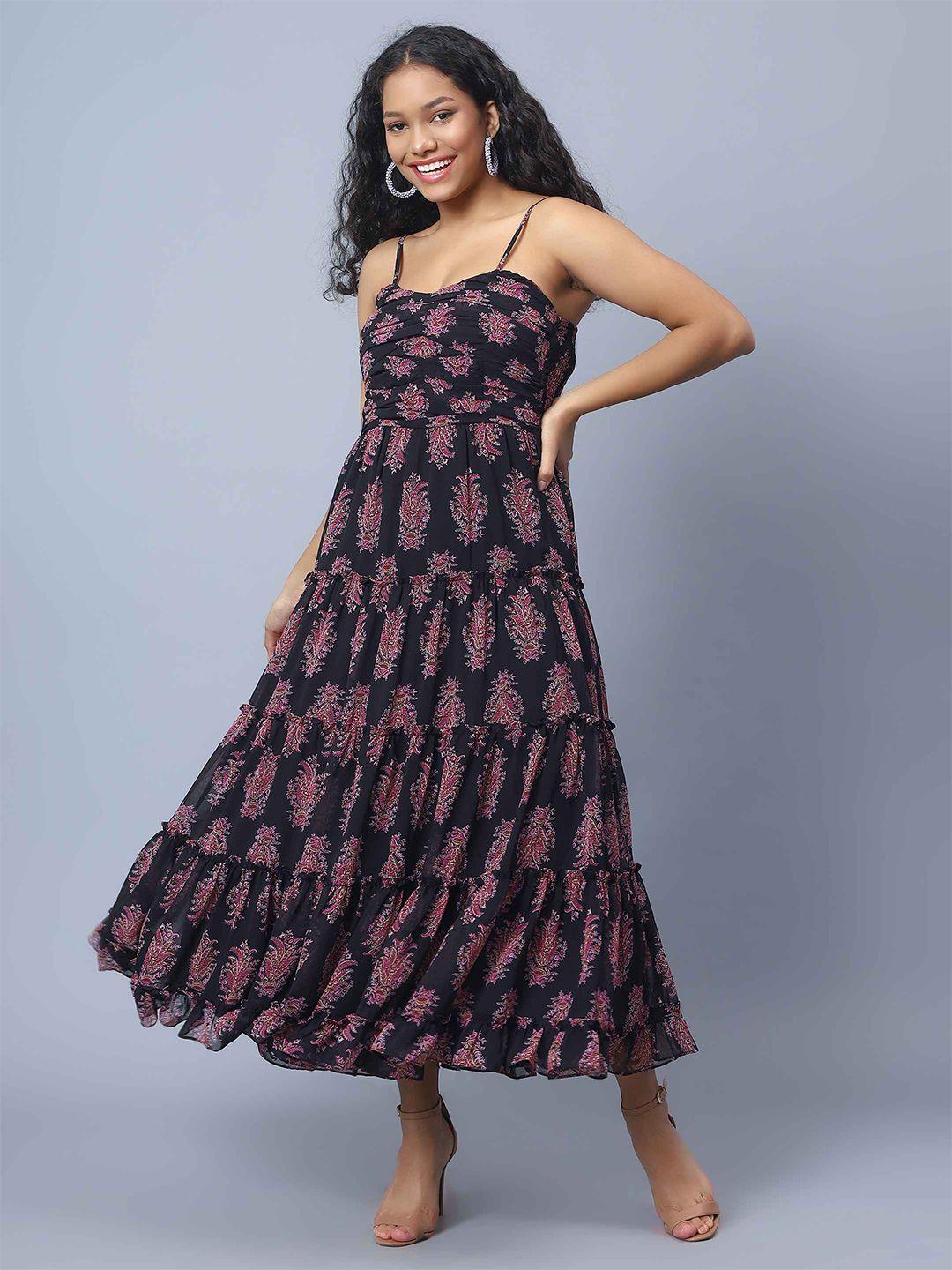amagyaa ethnic motifs print georgette maxi dress