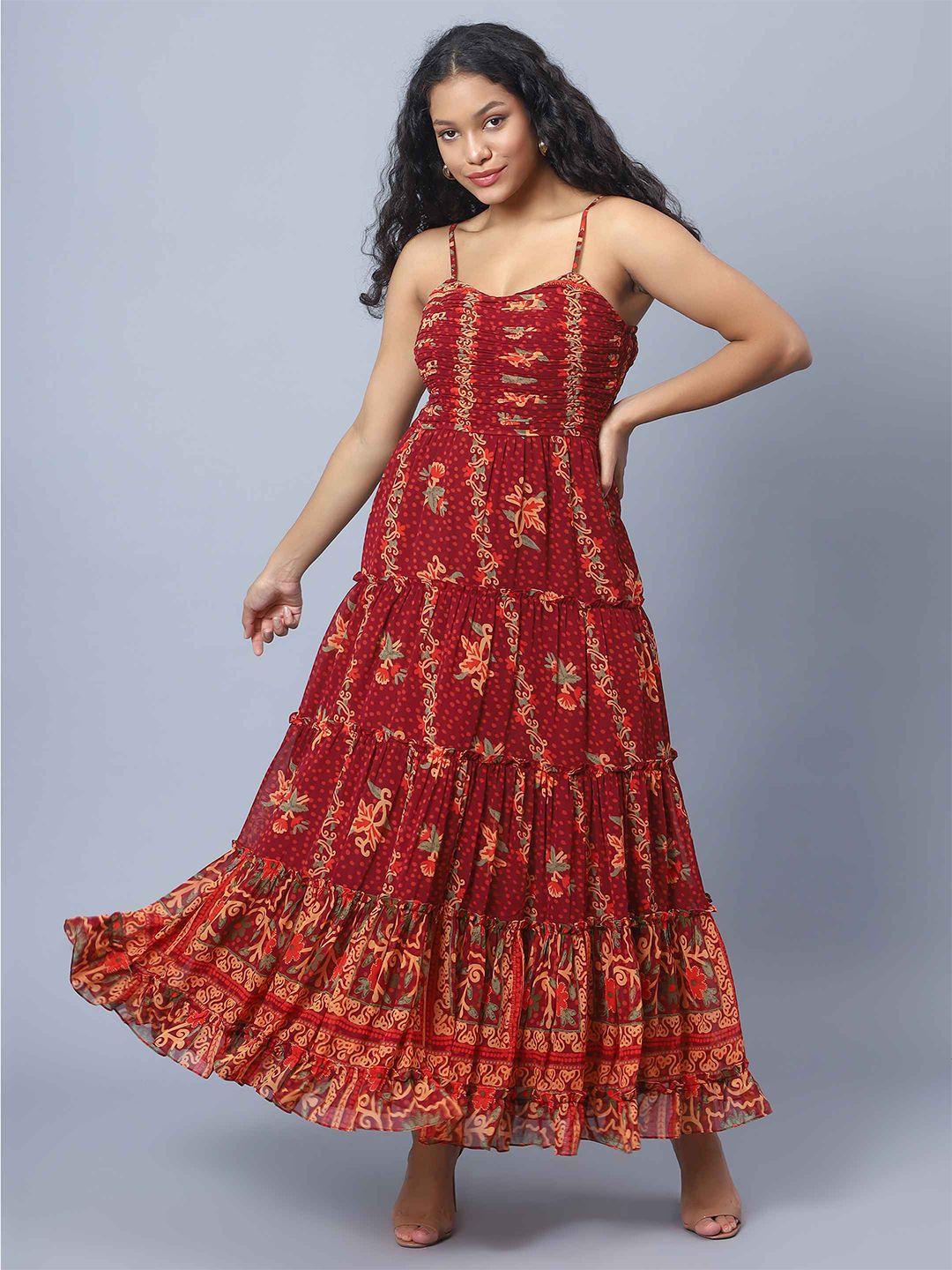 amagyaa floral print georgette maxi dress