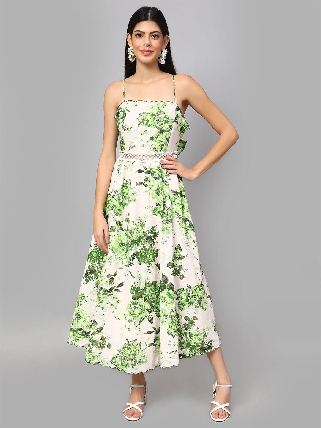 amagyaa floral print linen fit & flare maxi dress