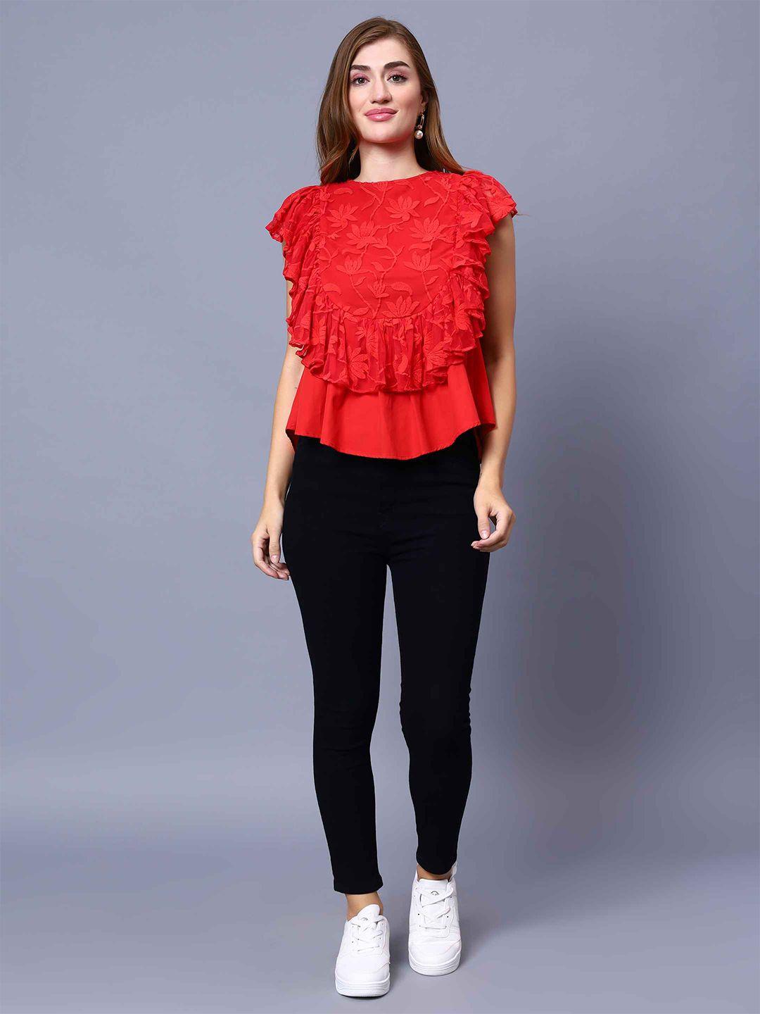 amagyaa flutter sleeve ruffles cotton top