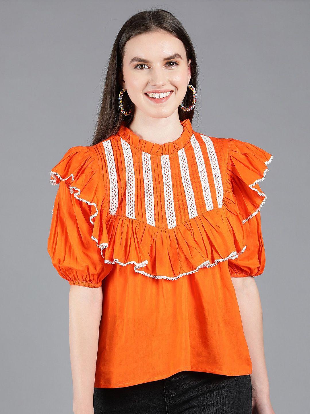 amagyaa orange ruffles top