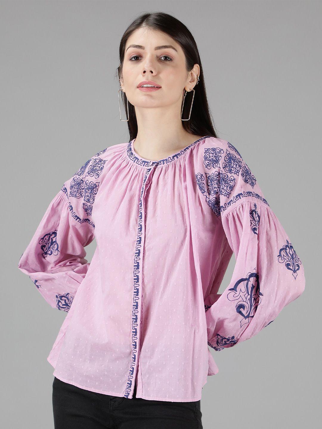 amagyaa pink floral printed pure cotton top