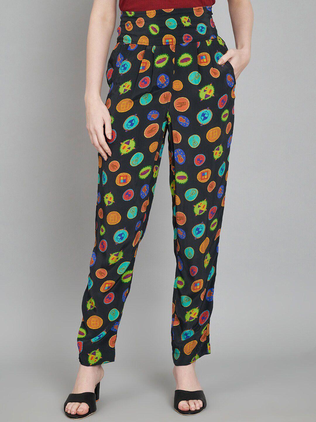 amagyaa printed loose fit high-rise trousers