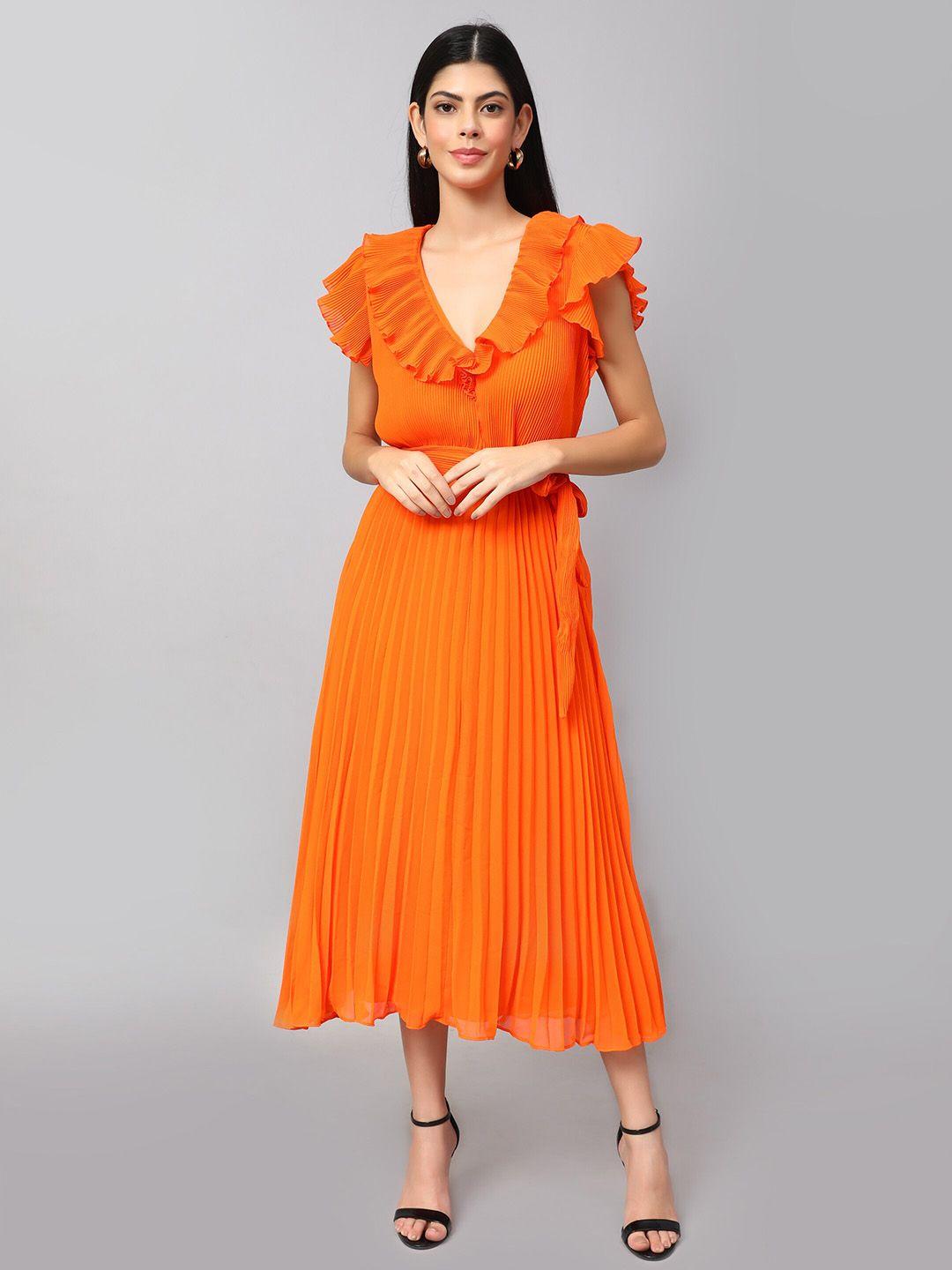 amagyaa ruffled detailed v-neck flutter sleeves a-line dress