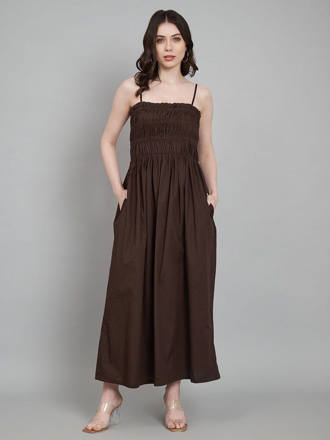 amagyaa shoulder straps smocked cotton maxi dress