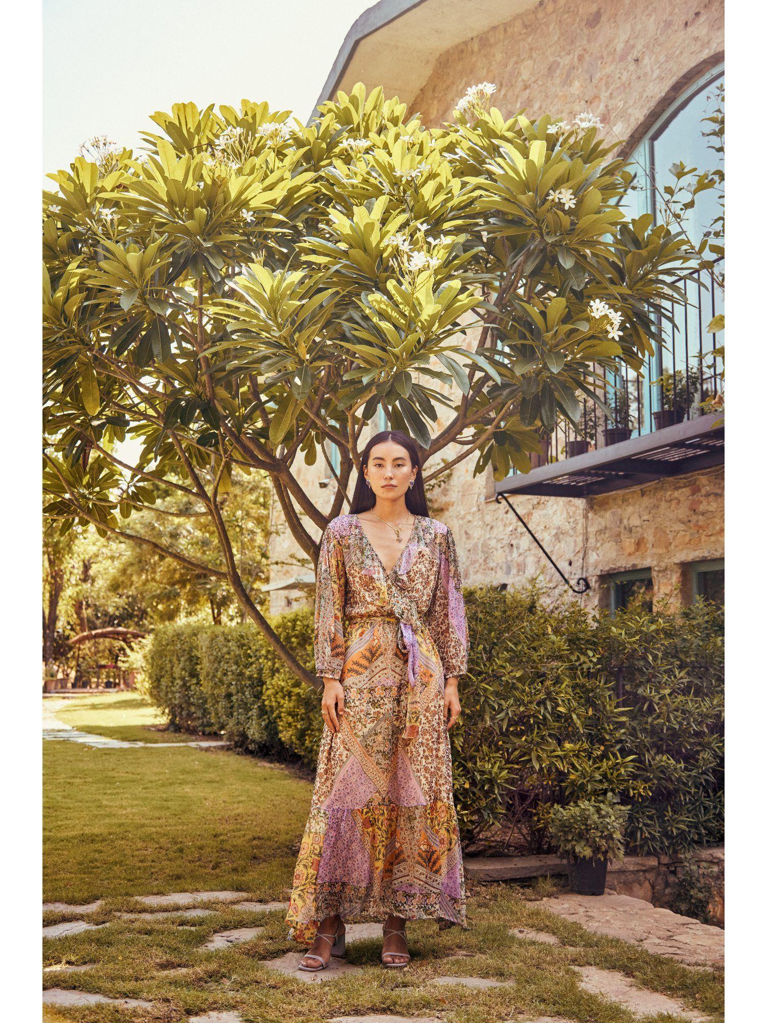 amalfi multi-color floral printed maxi dress (set of 2)