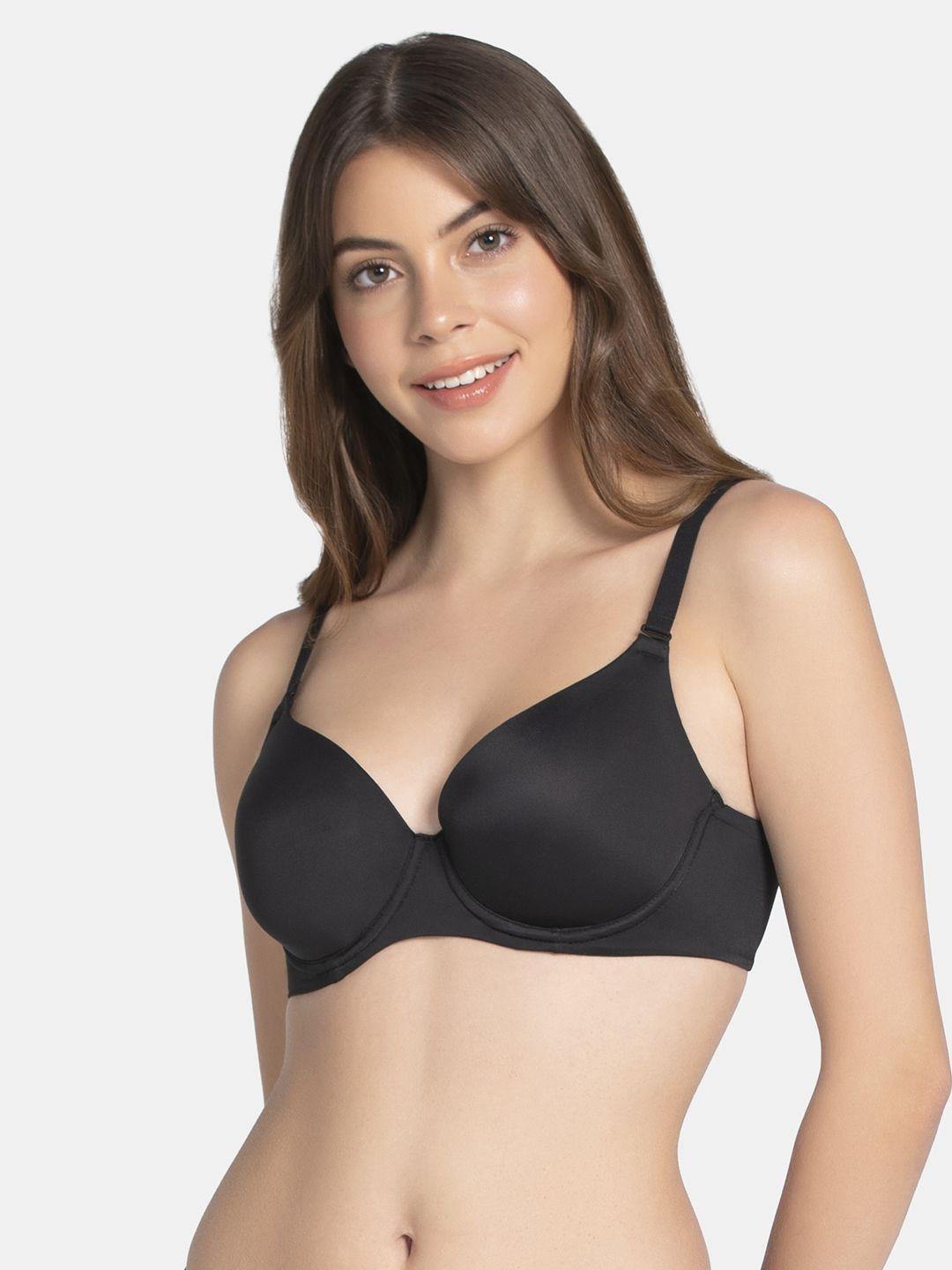 amante black solid lightly padded underwired full coverage t-shirt bra - bra81601