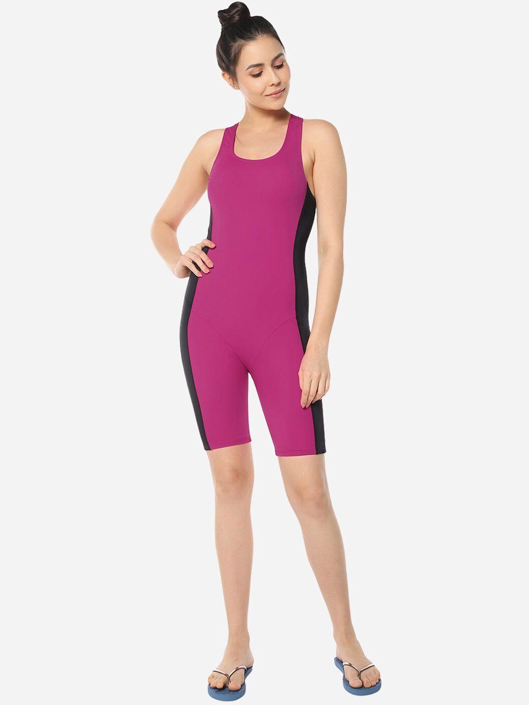amante colourblocked padded sleeveless swim legsuit