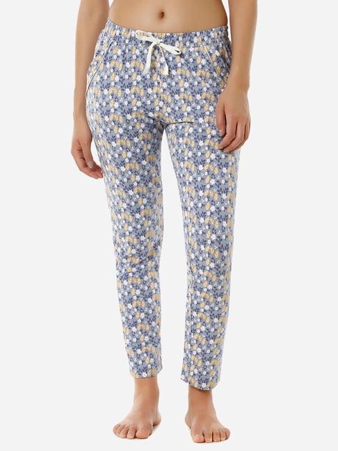amante grey & blue cotton floral print pyjamas