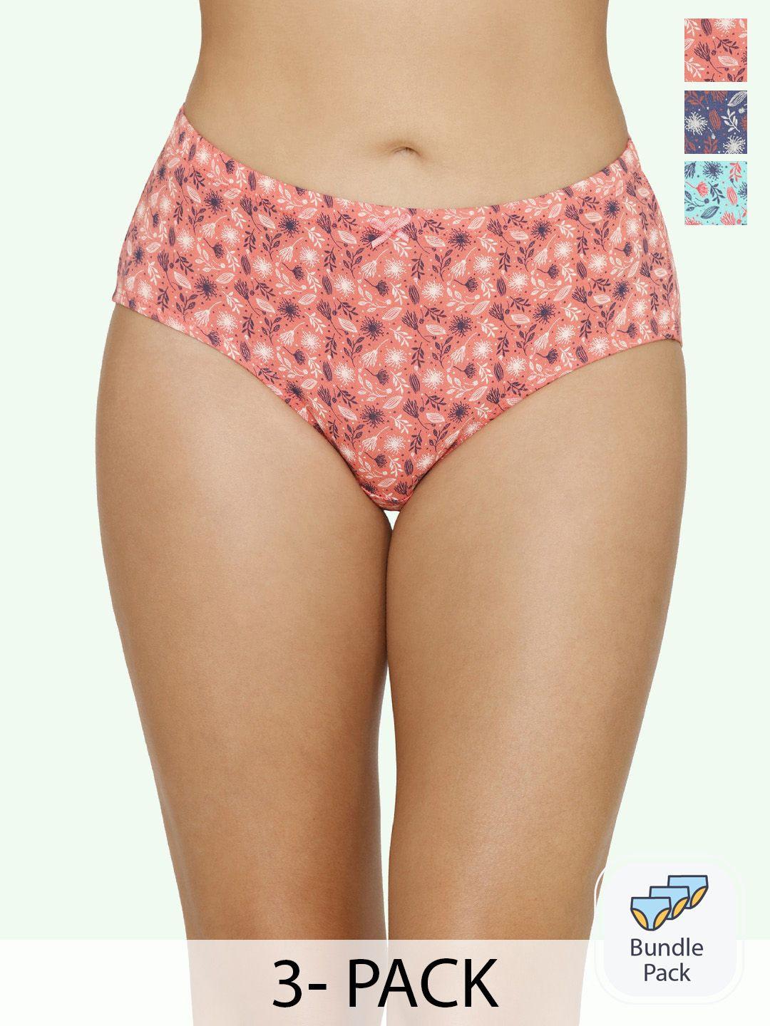 amante pack of 3 printed hipster briefs