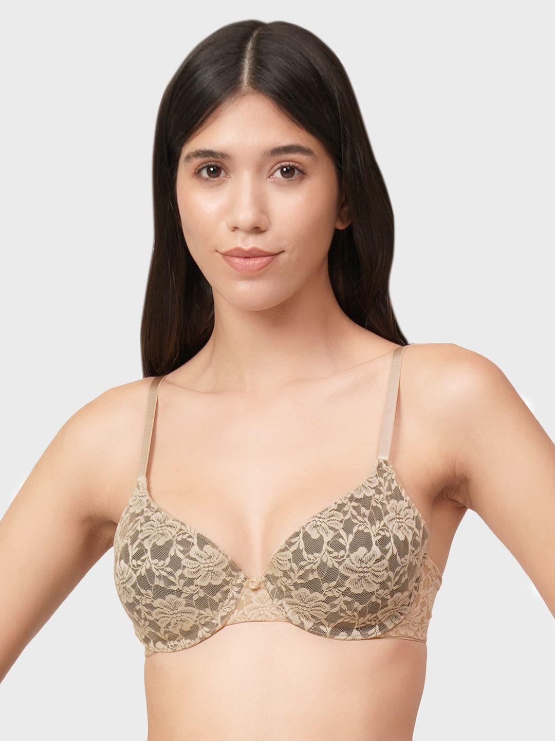 amante beige bra underwired lightly padded