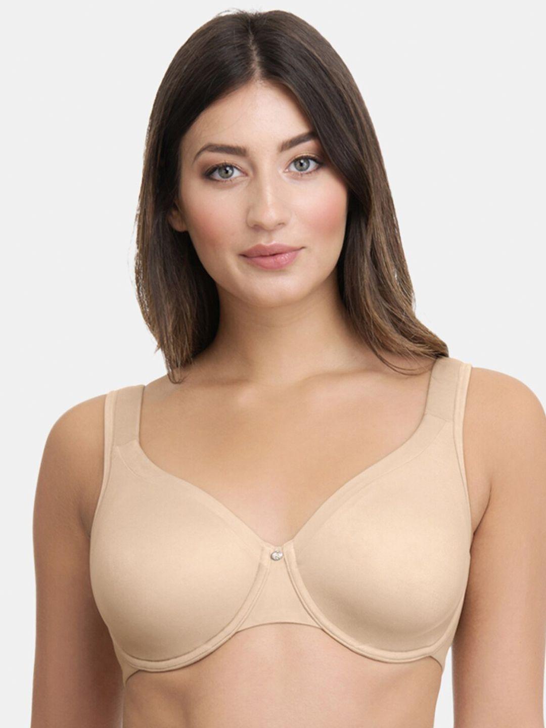 amante beige solid non-padded underwired full coverage super support bra - bra77701