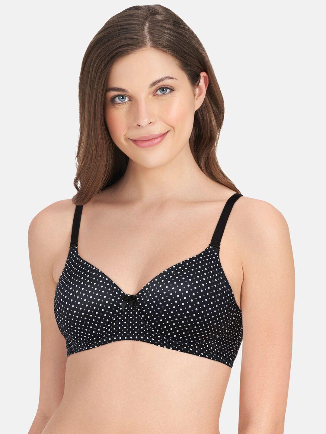 amante black polka dot non-wired lightly padded t-shirt bra