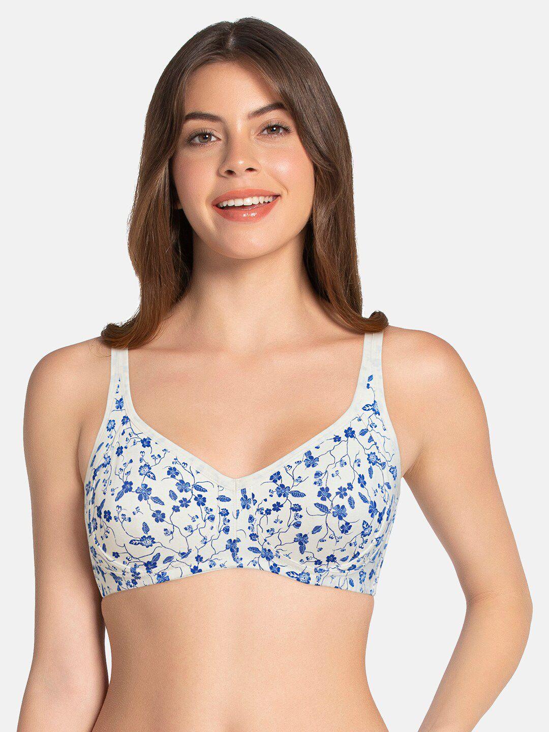 amante blue & white printed non-padded non-wired full coverage support bra bra10421