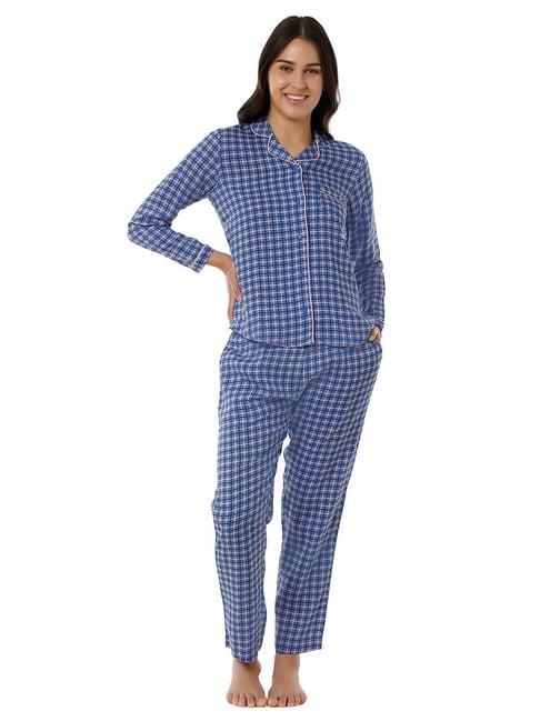 amante blue chequered shirt pyjama sets