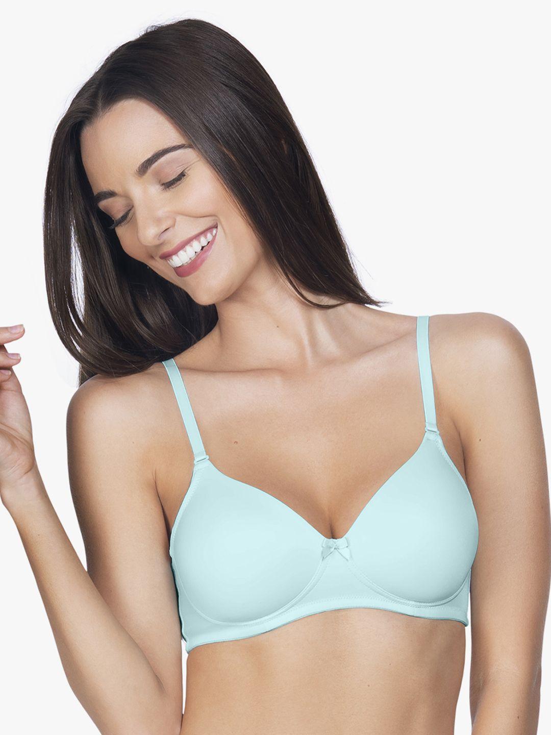 amante blue solid lightly padded non-wired full coverage t-shirt bra bra10606