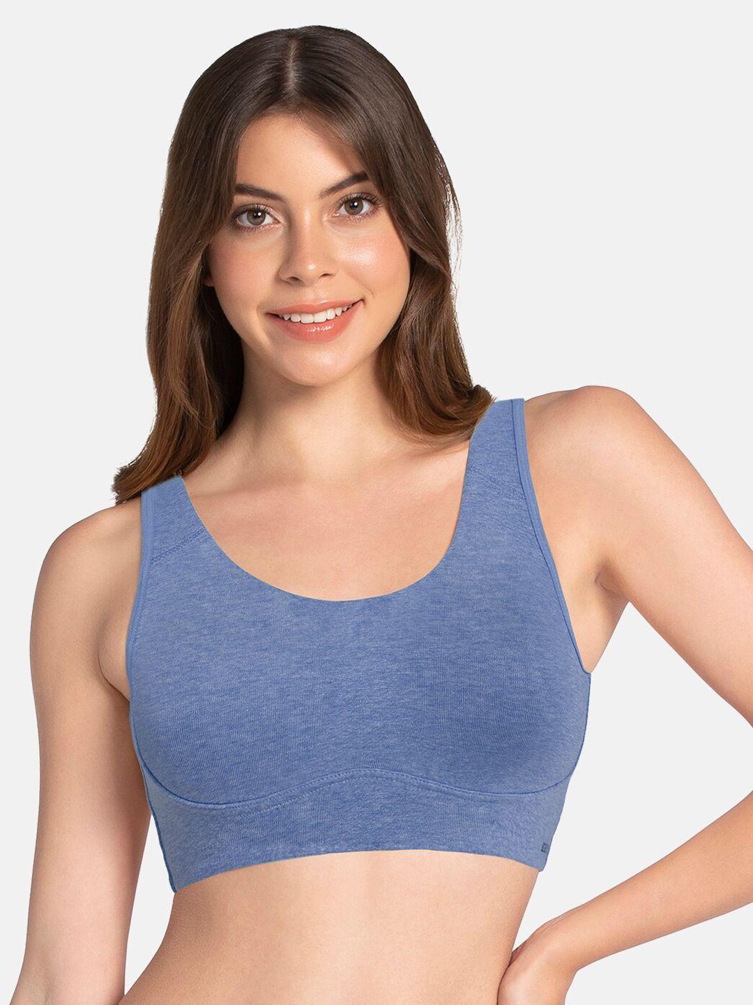 amante blue solid non-padded non-wired full coverage slip on bra bra78801