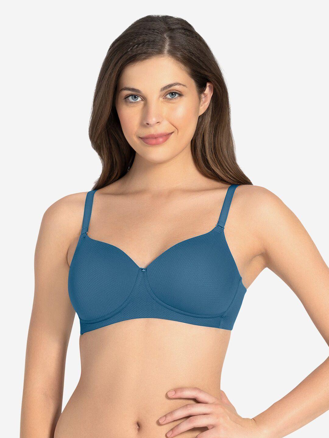 amante blue solid non-wired stay cool padded non-wired cooling  t-shirt bra75601