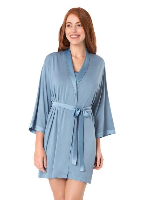 amante blue v neck robe