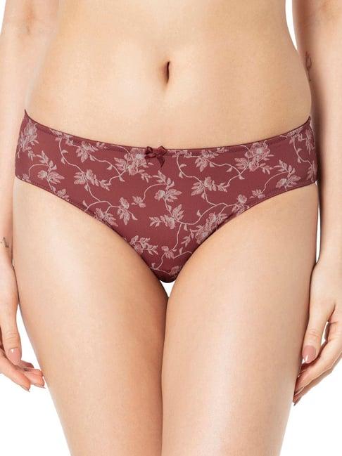 amante brown floral print bikini panty