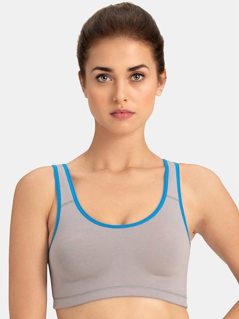 amante grey & blue non wired non padded reversible sports bra