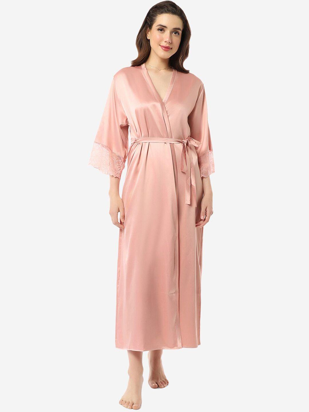 amante lace detailed maxi-length robe