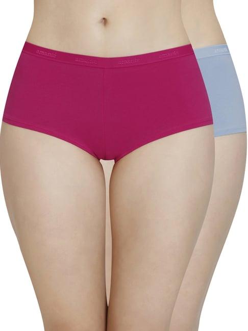 amante magenta & sky blue cotton hipster panties