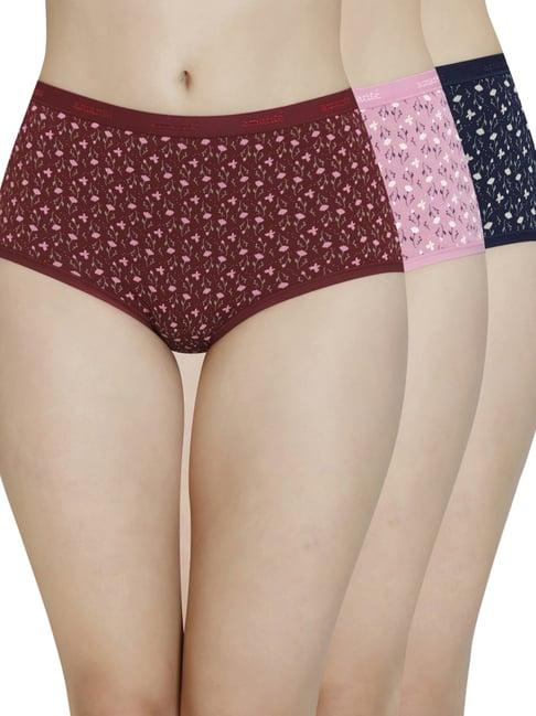 amante maroon & pink cotton printed high rise panties