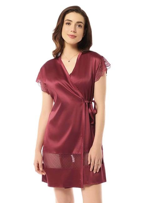 amante maroon lace work robe