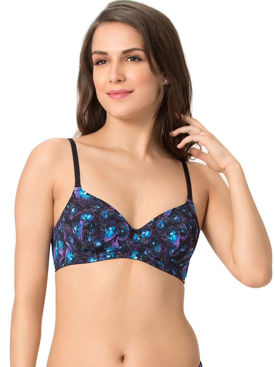 amante navy blue printed non-wired lightly padded t-shirt bra 8903129188944