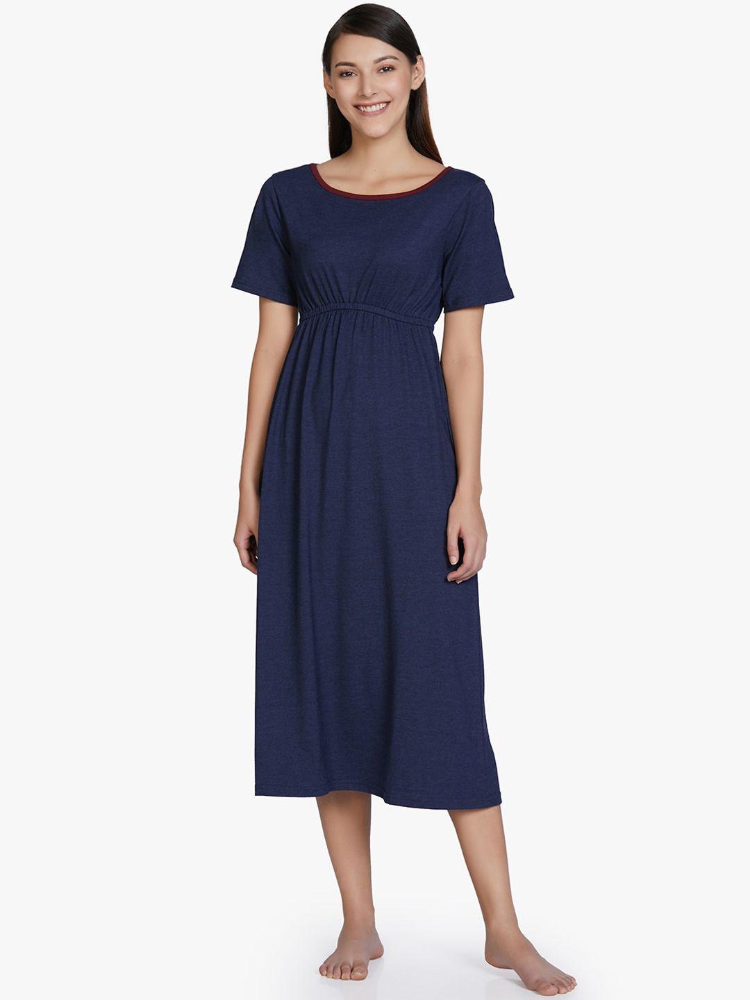 amante navy blue solid nightdress