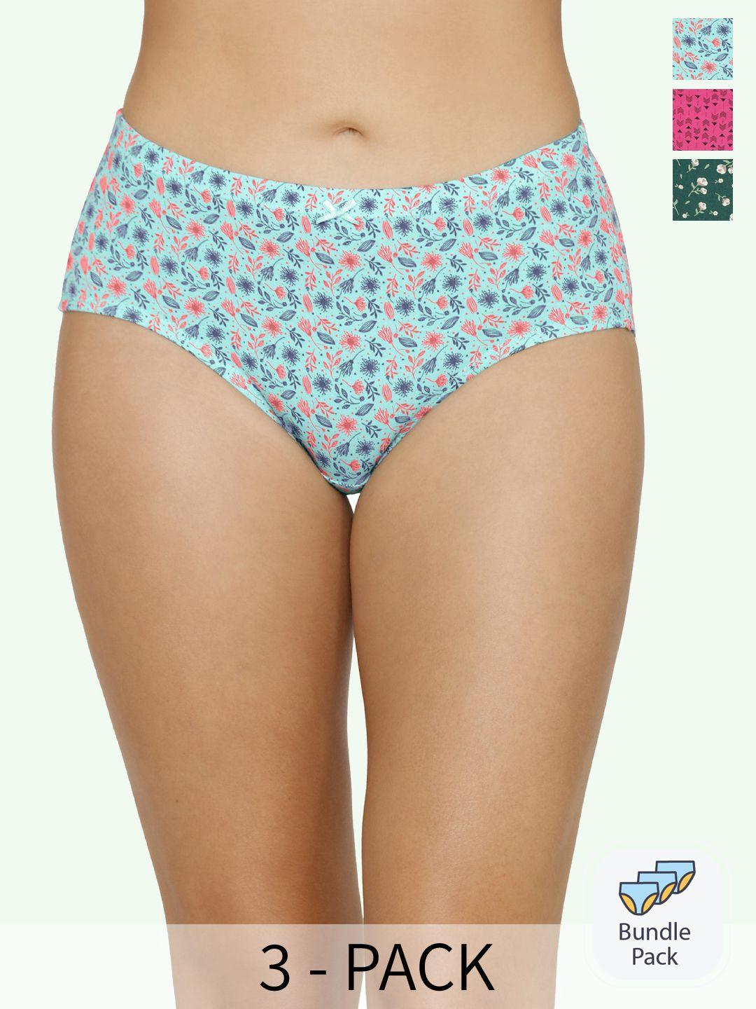 amante pack of 3 printed hipster briefs
