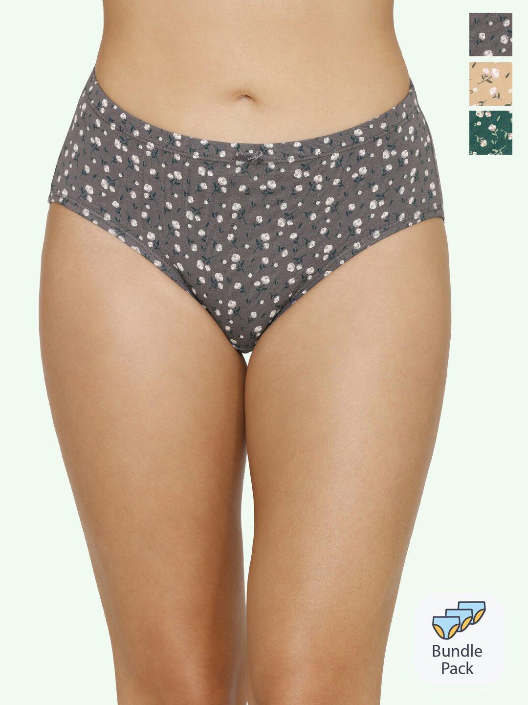 amante pack of 3 printed hipster briefs