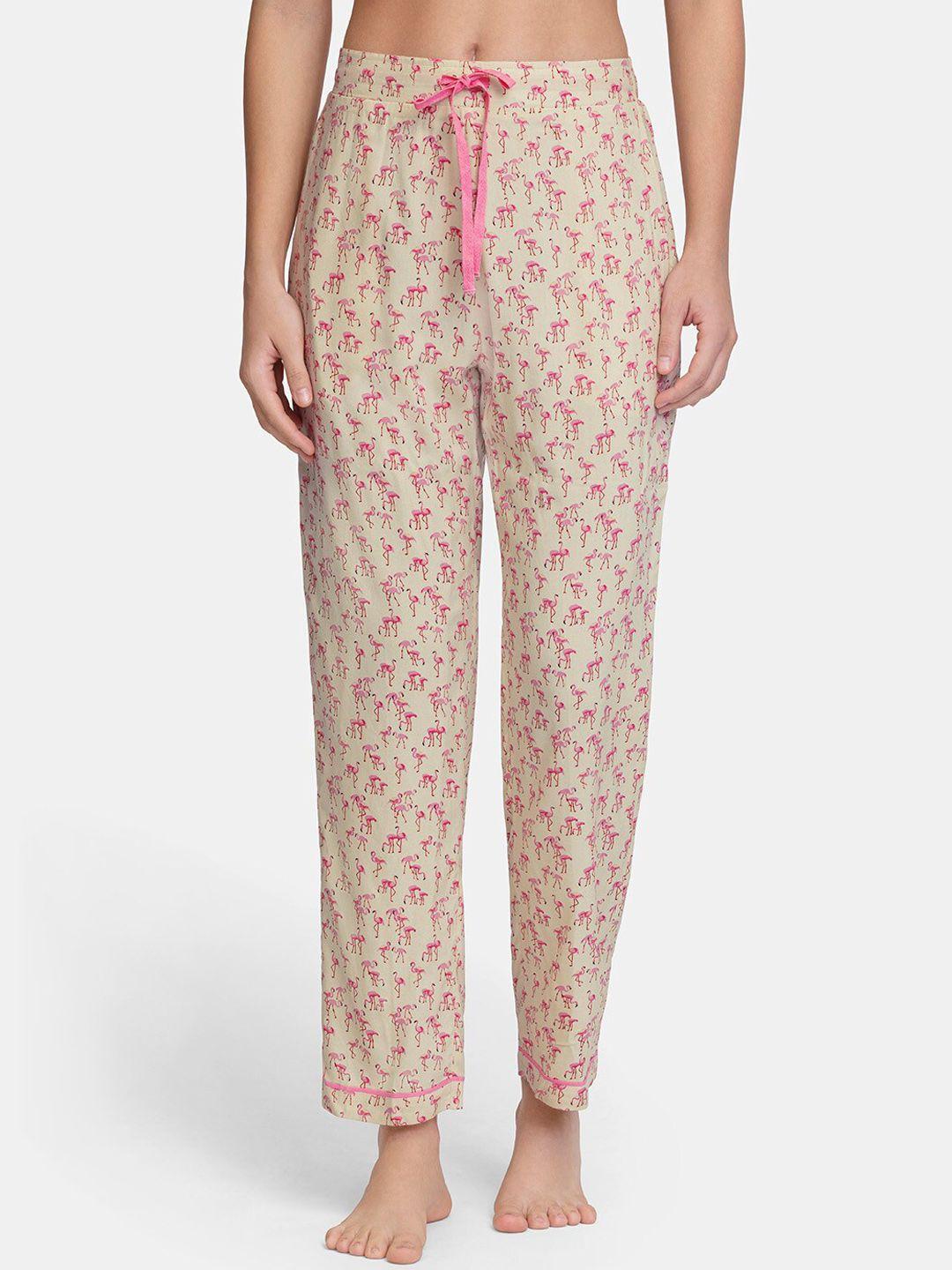 amante pink & beige printed lounge pants