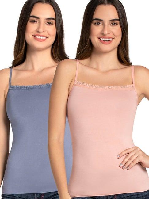 amante pink & blue full coverage camisoles - pack of 2