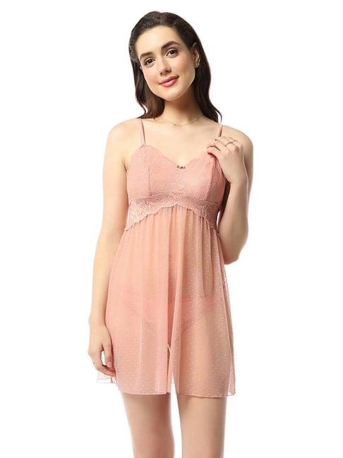 amante pink lace work babydoll