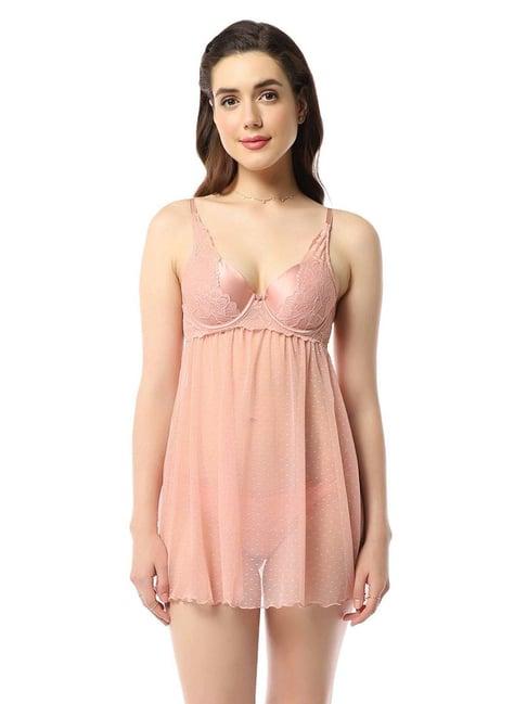 amante pink lace work babydoll